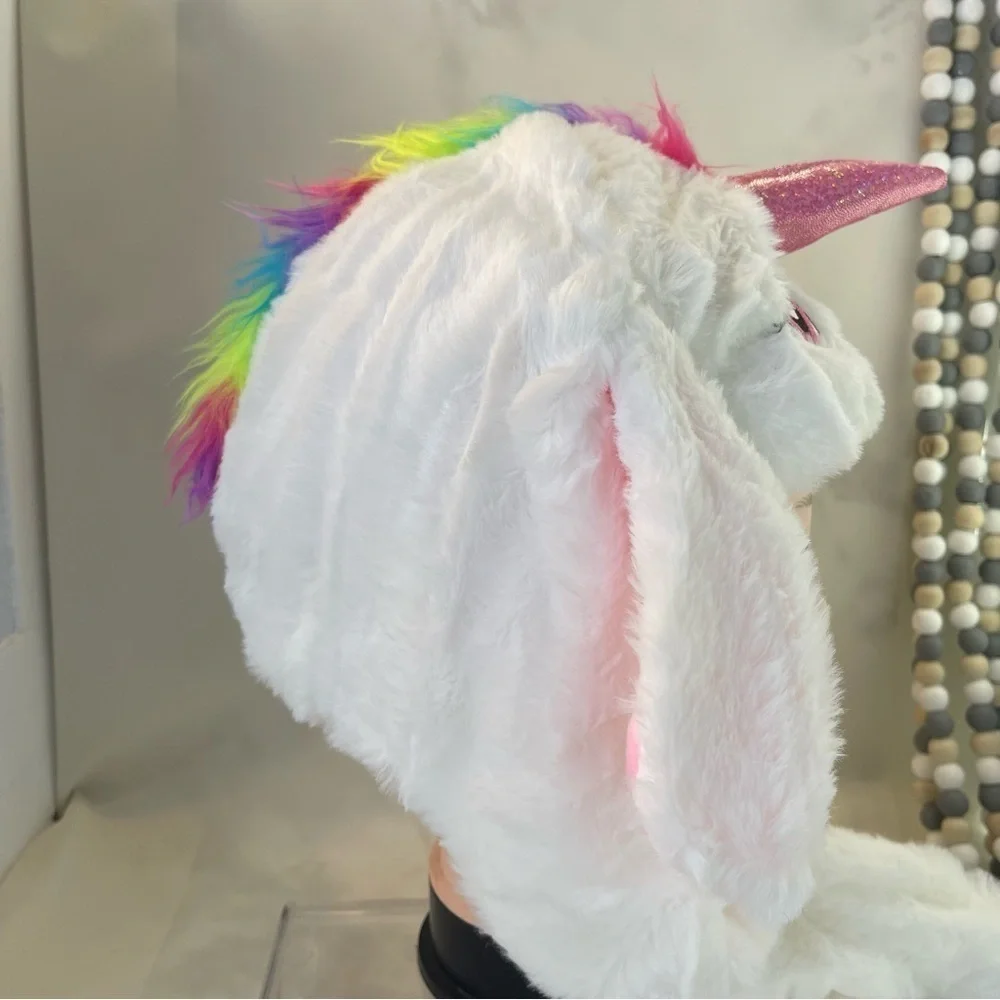 Moving Unicorn Hats Animal Head Hat Cartoon Ears Headwear white color one size